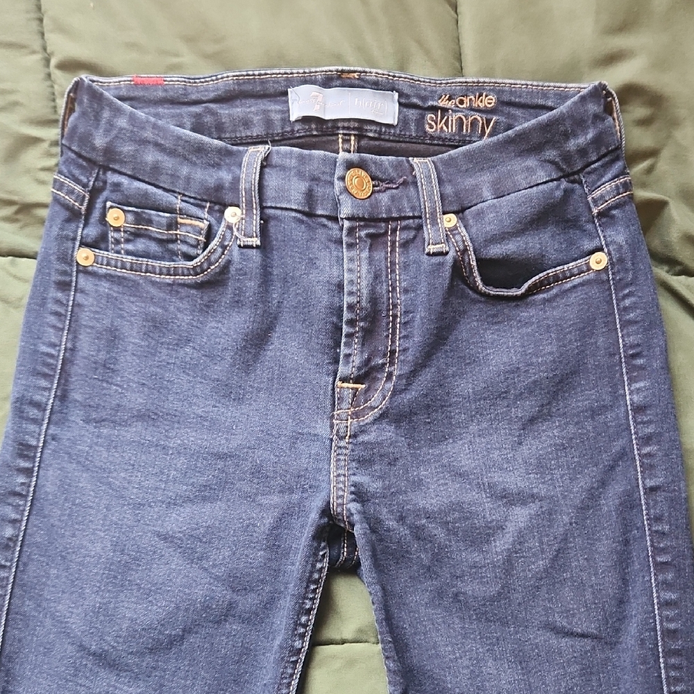 7 For All Mankind Women's Dark Blue Indigo Skinny Ankle Jeans Size 25